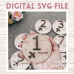 Baby Month Travel Milestone - digitaal laserklaar bestand - SVG