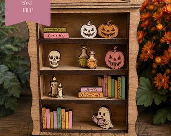 Spooky Bookshelf Halloween: Laser Cut SVG File (Digital Download)