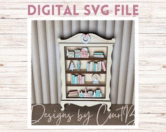 Christmas Bookshelf: Laser Cut SVG File (Digital Download)