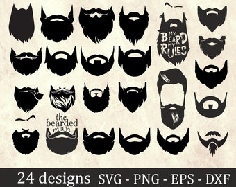 Beard svg bundle, Long beard svg, Beard clilpart, Hipster svg bundle, Hipster clipart, Cut files, Silhouette, tshirt transfer, png, dxf, eps
