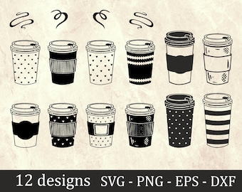 Coffee SVG Bundle Coffee cup cut file Coffee mug Coffee Cup Clipart Bundle take away To Go Coffee Cup Funny Coffee starbucks cup Hot Cocoa