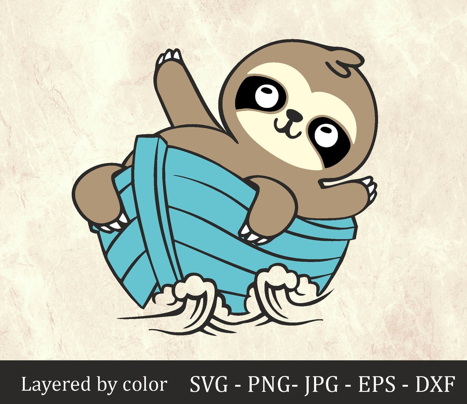 Sloth Boat Svg, Lazy Svg, Sloth Cartoon, Sloth Clipart, Cute Animal Svg