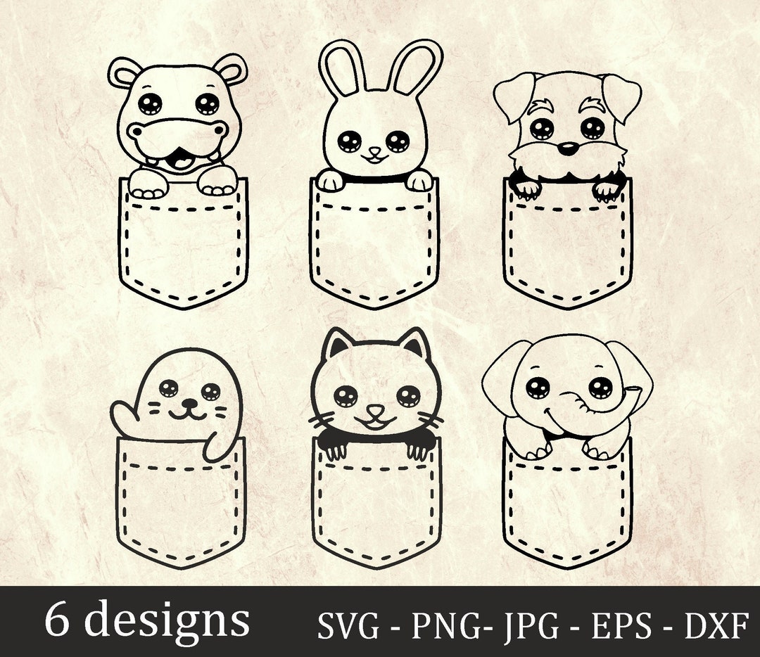 Bundle Pocket Animal Svg, Funny Shirt Pocket Baby Dog Cat Elephant Seal ...