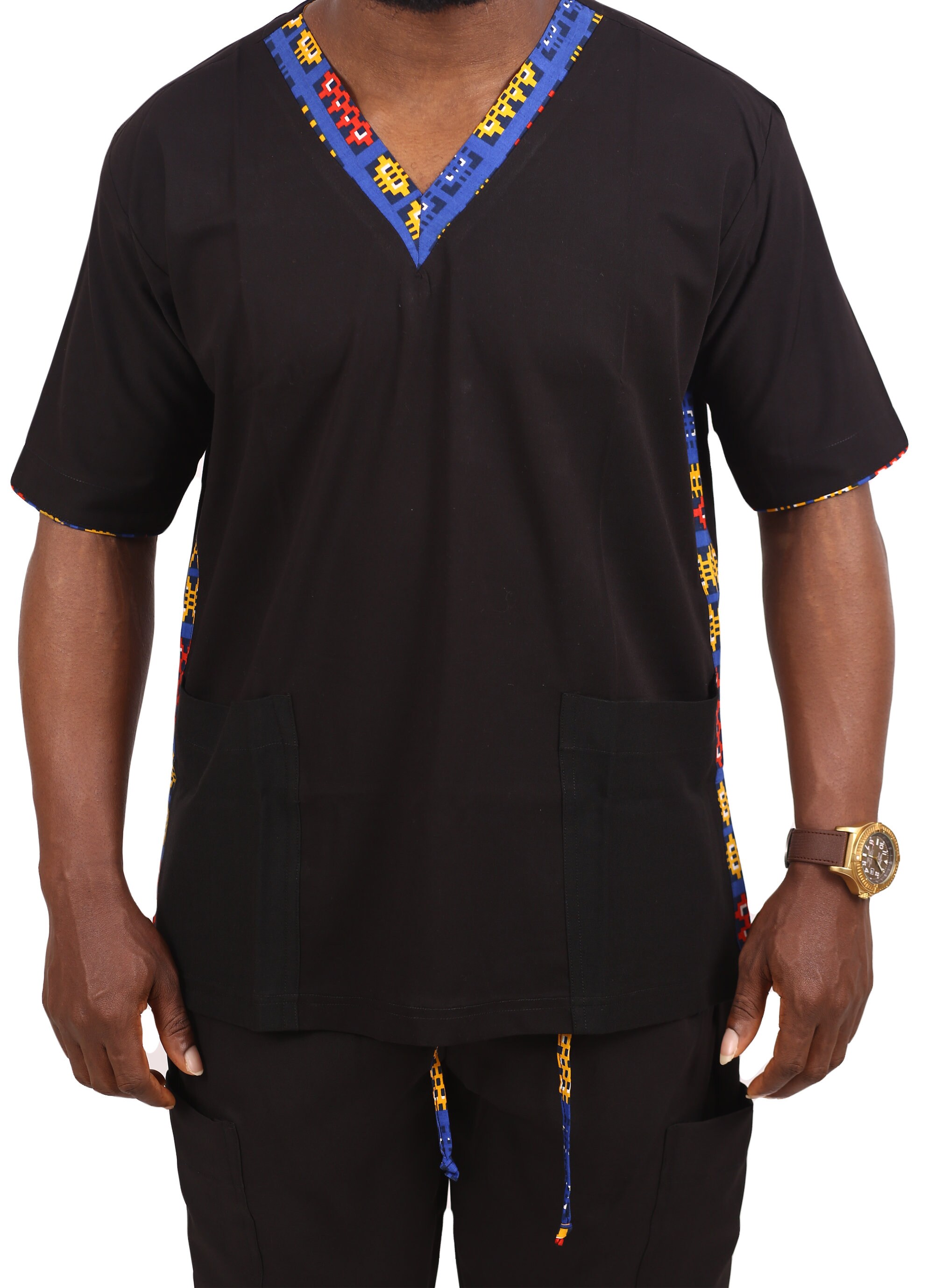 Black Unisex Africana Scrubs Set Etsy