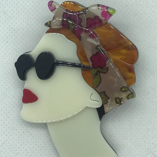 Acrylic Lady Brooch Etsy