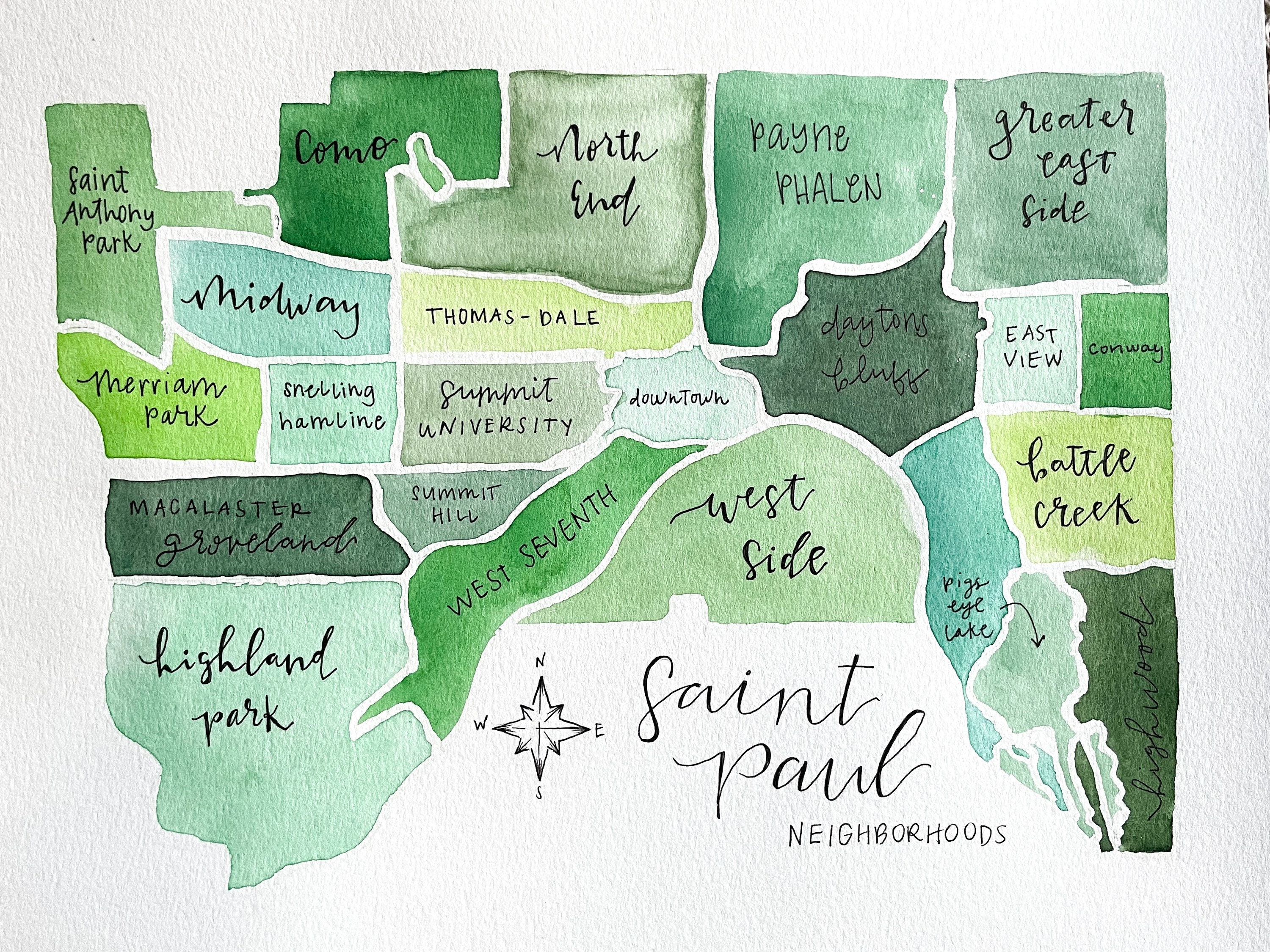 Hand Painted Saint Paul, MN Map – (BY) ALEISHA