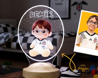 Custom Plush Portrait LED Lamp, AI Photo Gift, Personalized Kids Night Light, Cute Doll Style Room Decor