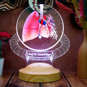 Pulmologen Geschenk LED-Lampe, kundenspezifisches Lungennachtlicht, Atemtherapeutgeschenk, personalisiertes Geschenk für Doktor, Med-Studenten-Abschlussgeschenk