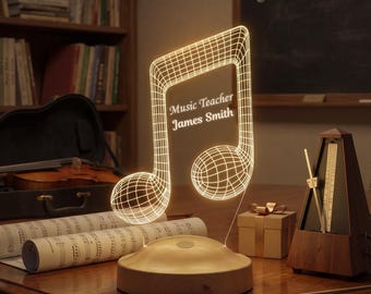 Personalized Music Note Lamp, Music Lover Gift, Musician Gift, Musical LED Lamp, Music Teacher Gift, Piano Player Gift, Music Room Decor