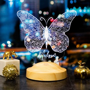 Schmetterling benutzerdefinierte Nachtlicht, personalisierte Nachtlicht mit Namen, Geschenk für Nichte, Mutter Geschenke, Tante Geschenk, Geschenk für Schmetterling Themed Party