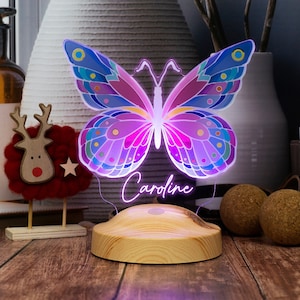 Personalisiertes Schmetterlings-Nachtlicht: Benutzerdefinierte Namenslampe für Schmetterlings-Liebhaber, Geschenk für Mutter - personalisierte Geschenke für Sie