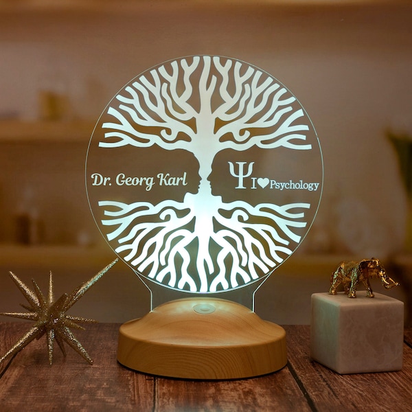 Lampe 3D personnalisée pour psychologue scolaire, cadeau de remise de diplôme en psychologie pour étudiants, cadeau veilleuse pour lui, lampe de bureau lampe de table