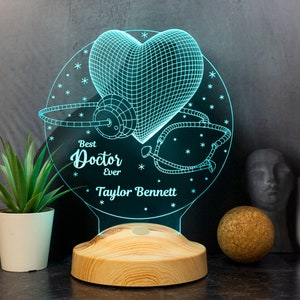 Pediatrician Personalized 3D Lamp, Doctor Graduation Gift, Heart Specialist Unique Doc Gift,  Customized Gifts for Cardiologists, Nurse Gift