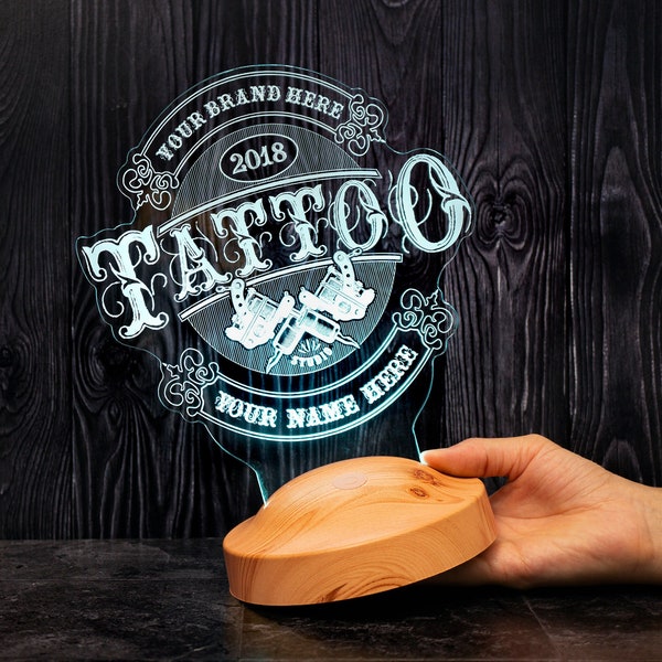 Tattoo Light 3D Lamp, Tattooing Gift, Tattoo Artist Gifts, Tattoo Gifts ideas, Gift for Tattoo Artist Boyfriend, Personalized Night Light