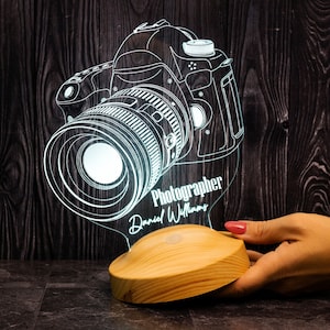 Photographer Gift Camera Led Lamp, 3D Illusion Lamp, Night Light for Photography Lover, Desk Lamp, Table Lamp, Graduation Gift for Her