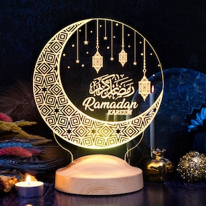 Ramadan Kareem 3D Ramadan Lamp, Gift for Muslim Friend, İslamic Room Decor, Color Changing Night Light, Gift for Ramadan Dinner, Eid Mubarak