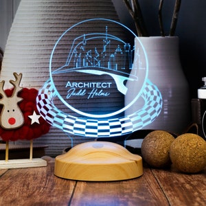 Personalisierte 3D-Architekt-Lampe, individuelles Geschenk für Architekten, personalisiertes Nachtlicht für Architekturliebhaber, Geschenk für Architektenvater und -mutter