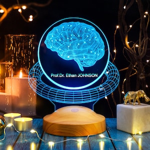 3D Brain Lamp, Personalized Gift for Neurologist, Neuropathist, School Psychologist, Psychology Student, Perfect for Neurology Clinic Office