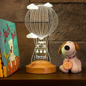 Cute Sheep Night Light for Kids Bedroom, Personalized 3D Lamp with Sheep in a Hot Air Balloon, Nursery Room Decor, Gift For Little Baby Girl
