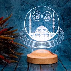 RELIGIOUS NIGHT LIGHT, Islamic Lamp, Allah Muhammad Names 3D Led Lamp ...