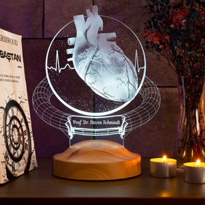 Personalisiertes Geschenk für Herzchirurgen, Kardiologengeschenk 3D Lampe, Arztgeschenk, Herzspezialist & Gefäßspezialist, Geschenk Facharzt
