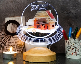 Architect Gift 3D Led Lamp,Architect Gift, Personalized Gifts for Architect , Interior Architect, Graduation Gift for Student,Valentines Day