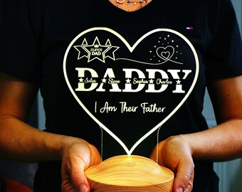 Personalized Gift For Dad Night Light, Step Dad Gift, Gift With Kids Names, Gift for Father, Fathers Day Gift, Gift From Daughter to Father