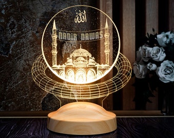 Mosque Decor 3D Lamp with Name, İslamic Room Decor, Ramdan Gift for Friends, Ramadan Decoration, Night Lamp Personalized with Color Changing