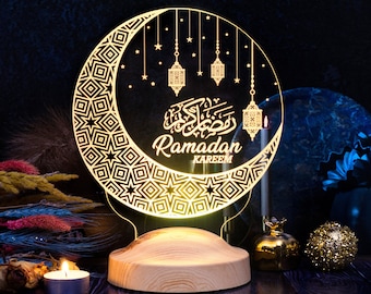 Ramadan Kareem 3D Ramadan Lamp, Gift for Muslim Friend, İslamic Room Decor, Color Changing Night Light, Gift for Ramadan Dinner, Eid Mubarak