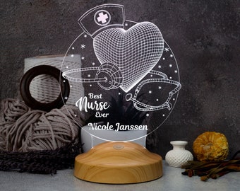 Unique Gift for Nurse, Best Nurse as a 3D Lamp, Thank You Gift for Nurse, Personalized Gift, Perfect for Clinic Office, Graduation Gifts