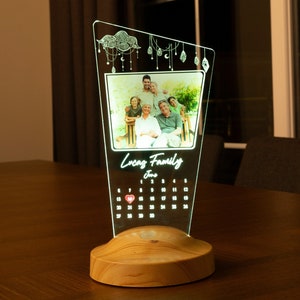 Personalized Photo Calendar Night Light, Custom LED Lamp