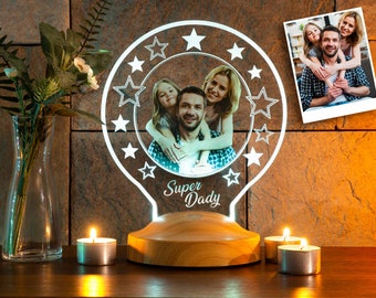 Custom Photo Night Light, Personalized Couple Photo LED Lamp,  Customized Anniversary Gift, Custom Birthday Gift for Her or Him