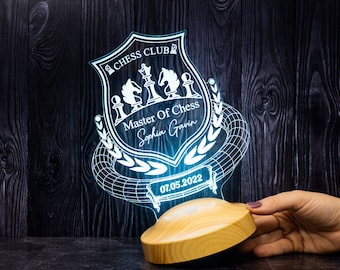 Custom Chess Gift 3D Lamp, Personalized Chess Gift for Him, Chess Lamp Decoration, Night Lamp, Night Light, Gift for Chess Lovers or Players