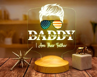 Personalisiertes Geschenk für Vatertag von Kindern, Step Dad Geschenk, Geschenk für Papa, Geschenk mit Kindernamen, Led Tischlampe, Geschenk für Papa Büro Dekor