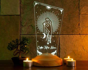 Custom Sailor Moon Tarot Stylish Night Lamp | Crescent Moon With Mystic Hands Tarot Reading Lamp For Bestie | Love You To The Moon Lava Lamp