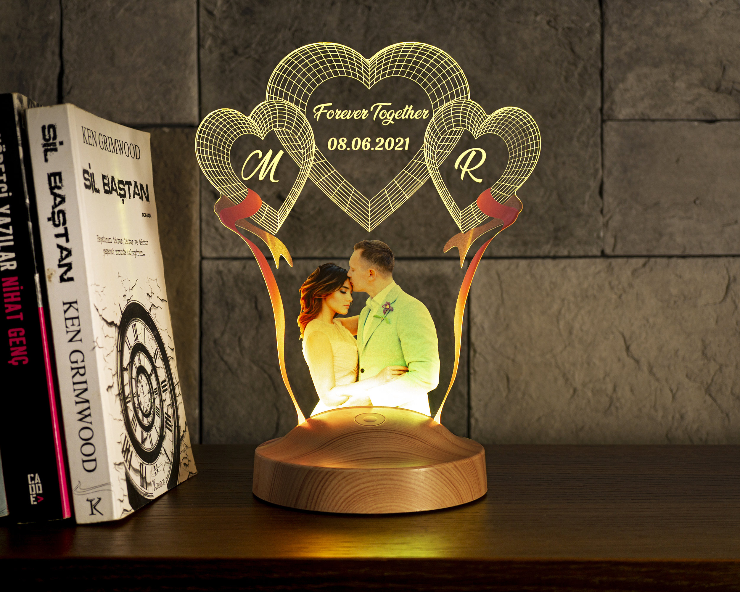 Customized Photo Ornaments Personalized 2024 Family Christmas Ornament - Custom Photo LED Light (3-10 People) Wooden Photo Ornaments