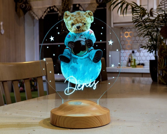 Luz de noche LED personalizada para bebé con diseño de osito de peluche