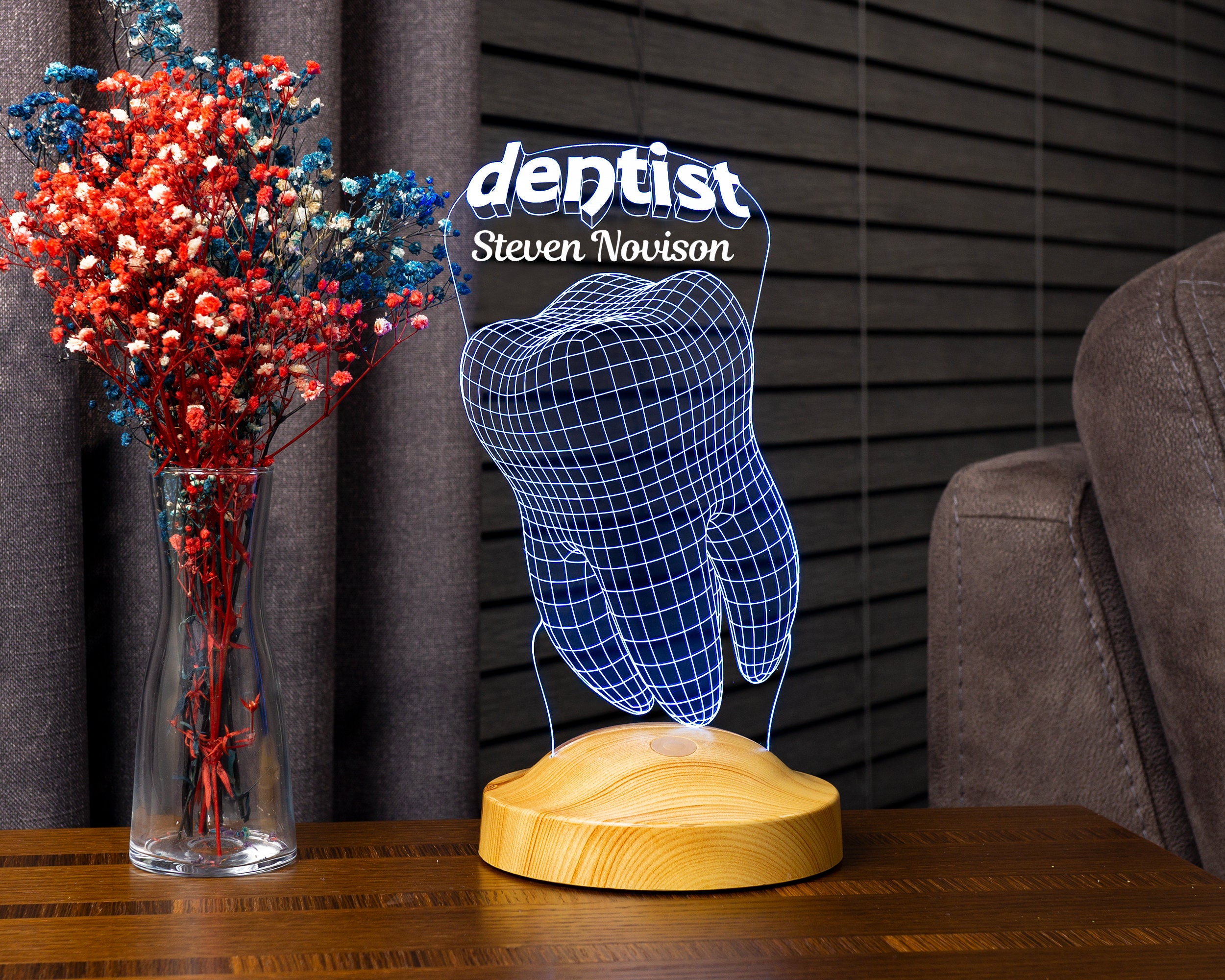 Dentist Tooth Personalized 3D Led Lamp, For Dentist Graduation Gift, Future Dentist, Personalized Night Light, Custom Name Gift, Desk Lamp