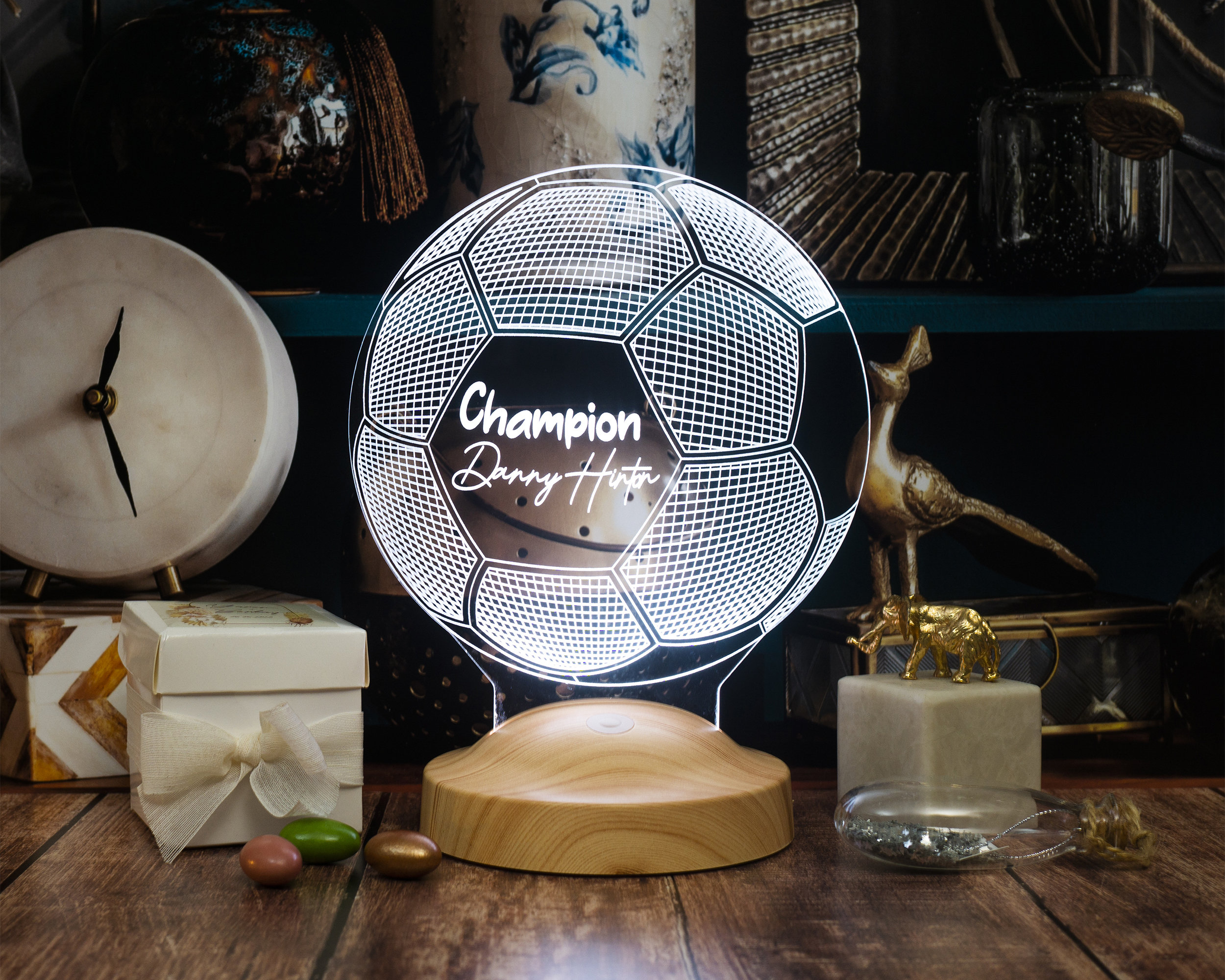 Personalized 3D Soccer LED Lamp, Football Gift, Customizable Soccer Fan Gift - Night Light with Name and Jersey Number - Unique Soccer Decor
