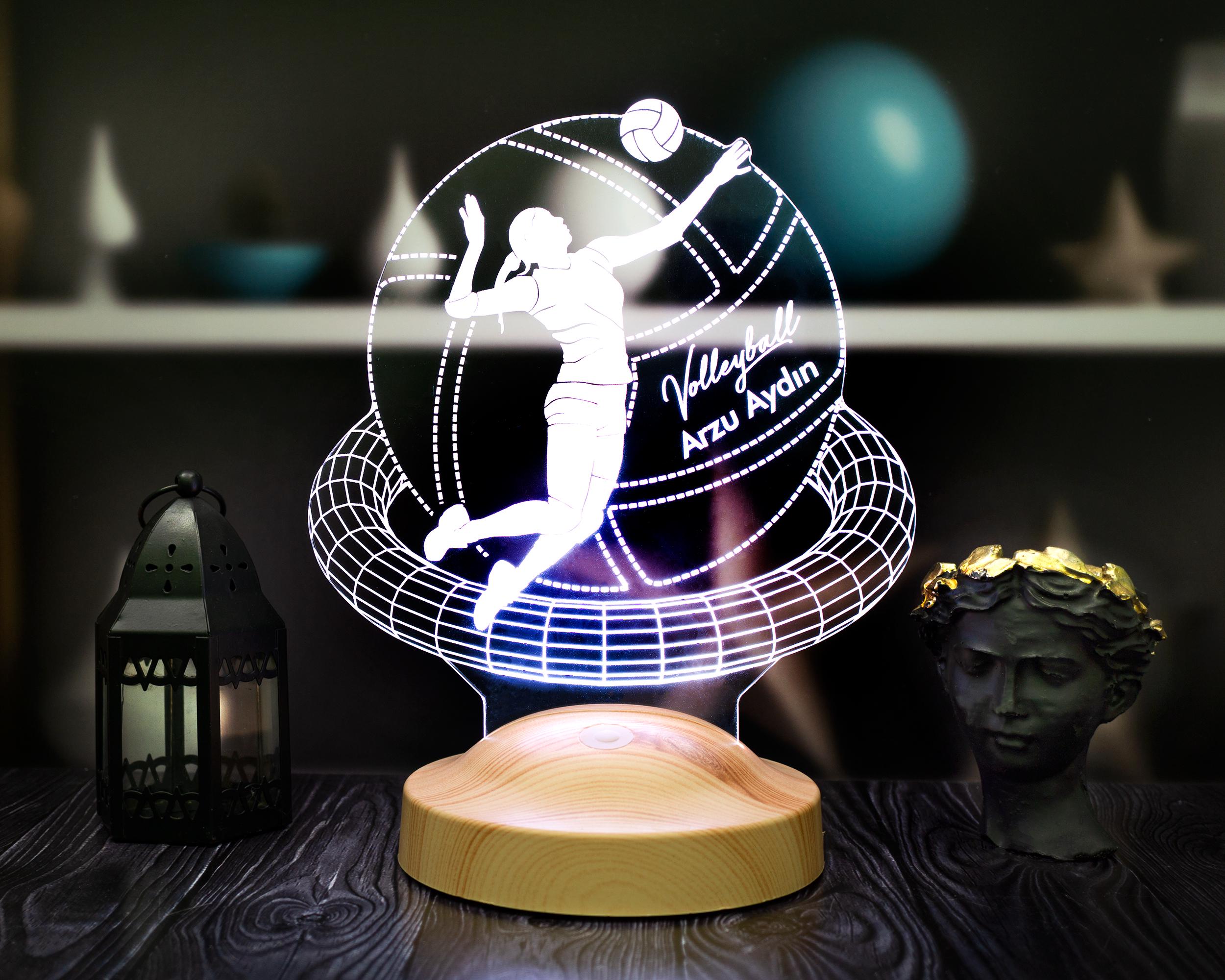 Volleyball Personalized 3D Lamp, Custom Volleyball with Name, Personalized Night Light, Desk Lamp for Volleyball Player, Volleyball Trophy