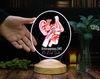 Personalized ENT Doctor LED Lamp, Otolaryngologist Gift, ENT Specialist Desk Decor, Ear Nose Throat Doctor Gift, Custom Doctor Lamp