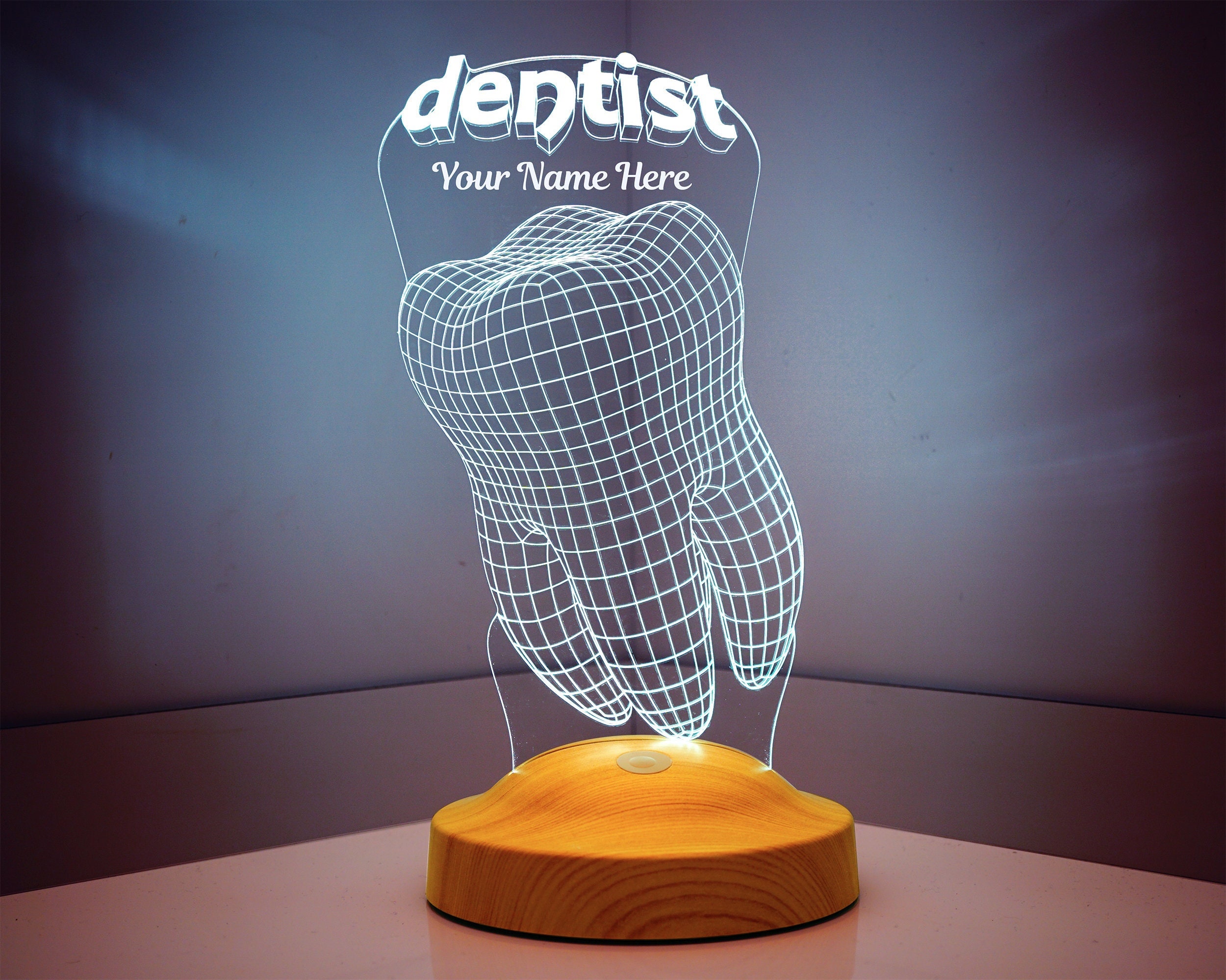 Dentist Tooth Personalized 3D Led Lamp, For Dentist Graduation Gift, Future Dentist, Personalized Night Light, Custom Name Gift, Desk Lamp