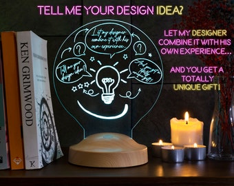 Design your lamp. Totally unique gift! Your 3D Led Night Light as a special decorative item! Best idea! Your logo here. Gift for him or her!