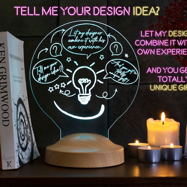 Design your lamp. Totally unique gift! Your 3D Led Night Light as a special decorative item! Best idea! Your logo here. Gift for him or her!