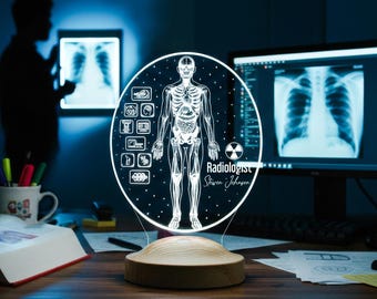 Personalized Radiologist LED Lamp, Radiology Doctor Gift, X Ray Doctor Desk Decor, Radiology Graduation Gift, Custom Doctor Lamp