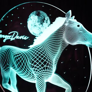馬の3D LEDランプ、馬好きの方へのギフト、馬のアート、騎手ギフト、テーブルランプ、カラフルに輝くナイトライト、家庭やオフィスの装飾 画像 4