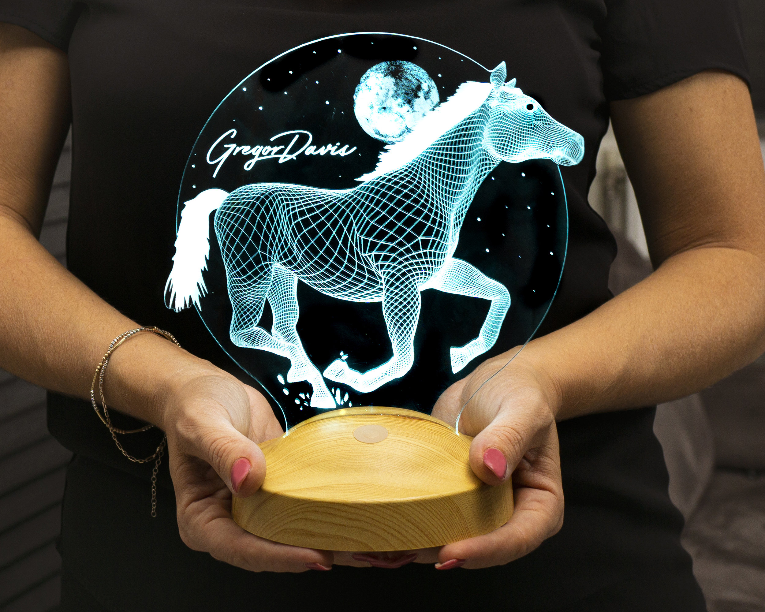 Horse 3D LED Lamp, Gift for Horse Lovers, Horse Art, Horseman Gifts, Table Lamp, Colorful Shining Night Light, Home and Office Decor