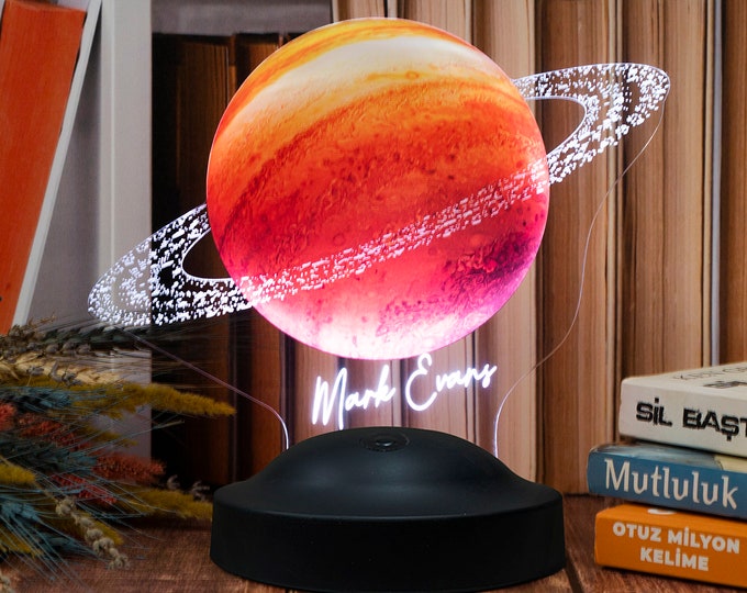 Personalized Saturn Planet Lamp, Saturn Planet Led Lamp, Gift for Galaxy Lovers,  Personalized Saturn Gifts, Custom Space Night Light