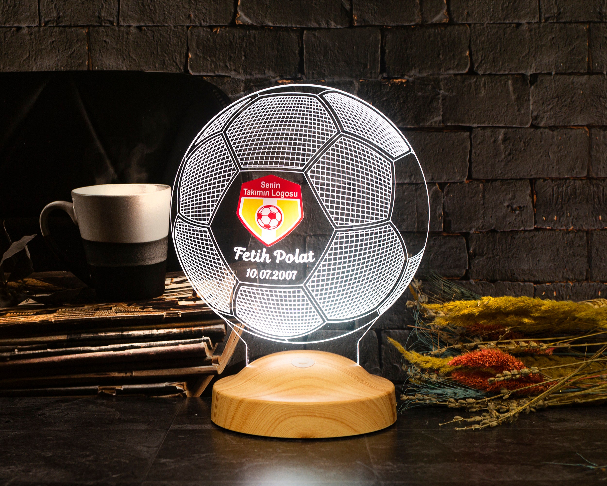 Personalized 3D Soccer LED Lamp, Football Gift, Customizable Soccer Fan Gift - Night Light with Name and Jersey Number - Unique Soccer Decor