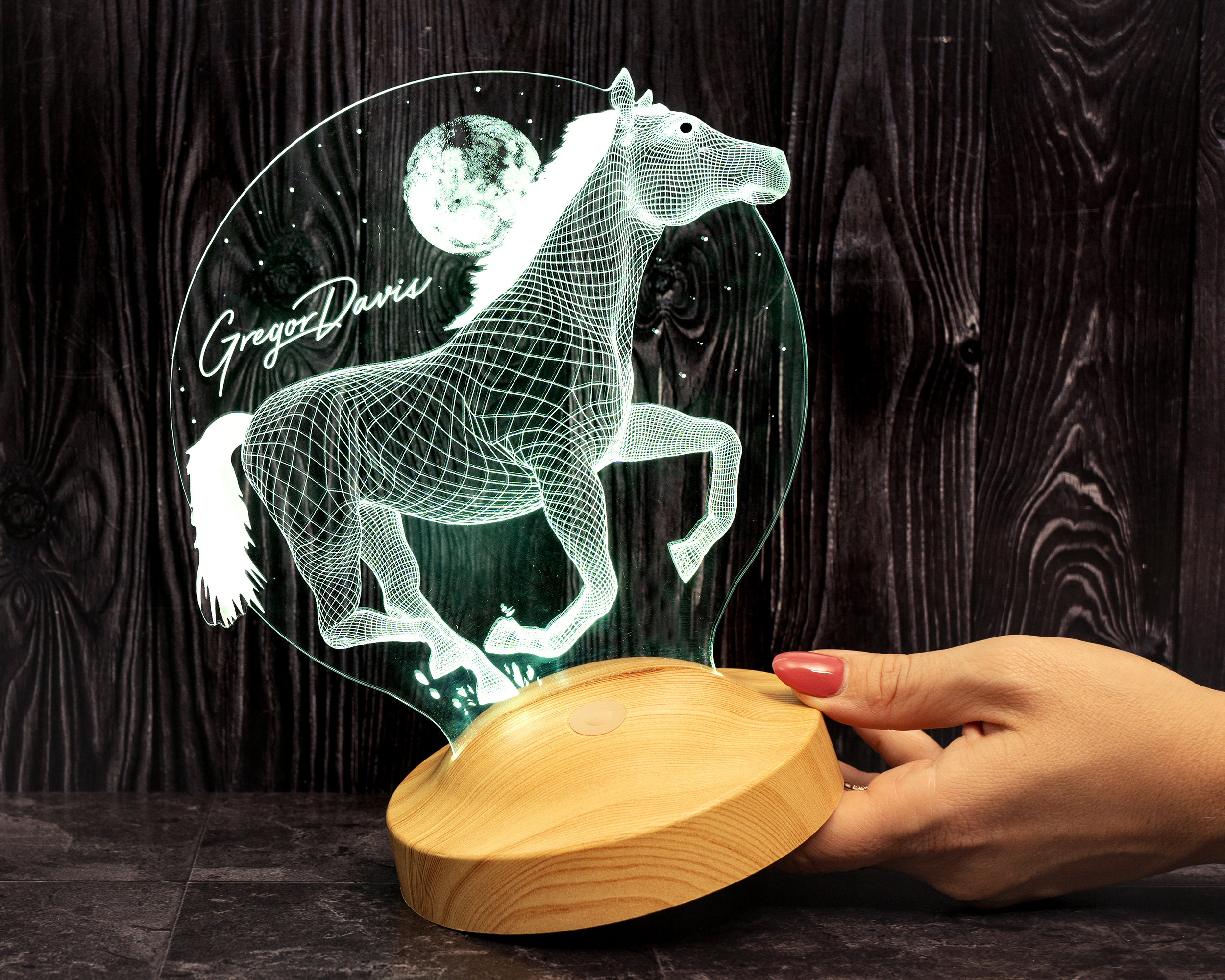 Horse 3D LED Lamp, Gift for Horse Lovers, Horse Art, Horseman Gifts, Table Lamp, Colorful Shining Night Light, Home and Office Decor